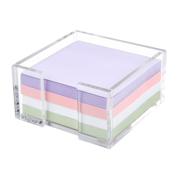 Acrylic Sticky Note Holder, 3 x 3 Crystal Clear Acrylic Notepad Holder Sticky Note Dispenser for Dorm Room and Office Desk Organizer 3x3"