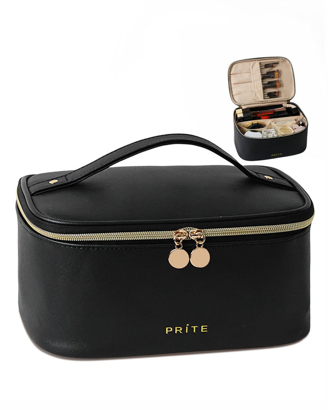 Prite Makeup Bag, Large Capacity Portable Travel Cosmetic Bag, Waterproof Makeup
