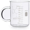 Caffeine Beaker Mug, Caffeine Molecule Mug - Chemistry Mug 16 oz Borosilicate Glass Coffee Mugs with Handle and Measuring for Coffee, Latte, Tea
