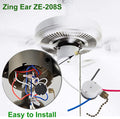 Ceiling Fan Switch Zing Ear Ze-208S E89885 3 Speed 4 Wire Pull Chain Switch with 4 Pre-Installed Wires Replacement Part for Hunter, Hampton Bay,