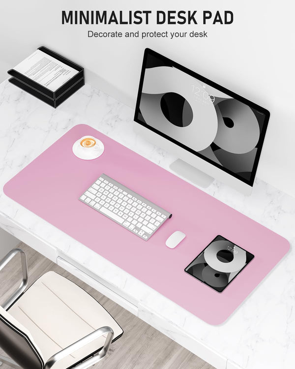 Desk Pad, 30" x 14" PU Leather Non-Slip Desk Mat Large Mouse Pad for Desktop, Waterproof Laptop Computer Writing Mat for Office, Home, Work,