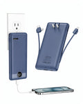 VRURC Portable Charger Built-In Cables and AC Wall Plug, USB C Power Bank 10000Mah, Travel Essentials Phone Charger Compact Lightweight External