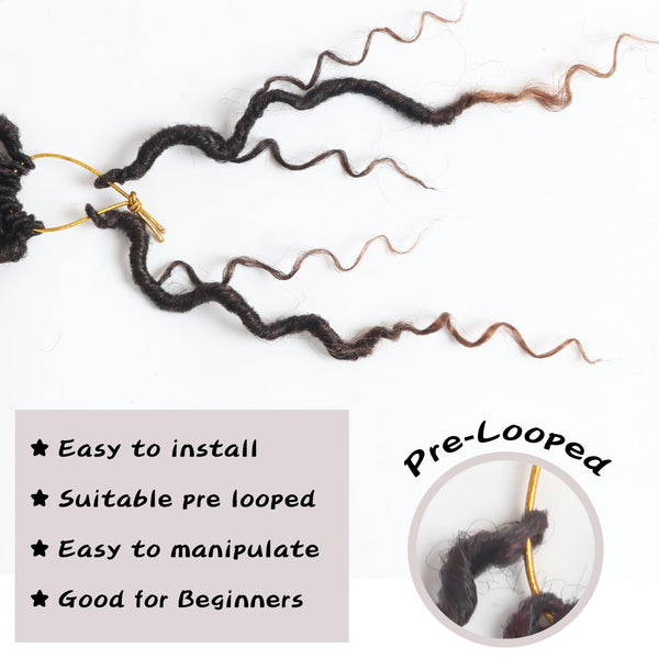 Vemet Goddess Locs Crochet Hair,8 Inch 9 Packs Faux Locs Synthetic Crochet Hair, Boho Style Pre looped crochet with Curly Ends 8 Inch(Pack of 9) T30