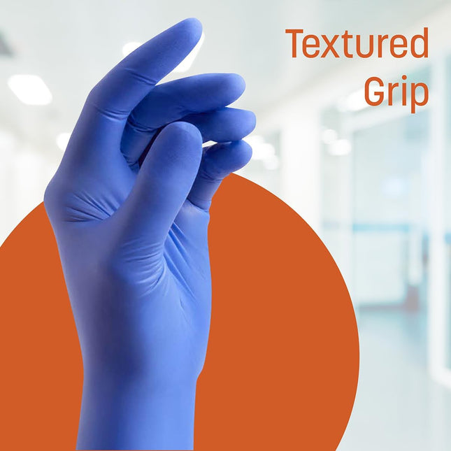 Caring Nitrile Exam Gloves, Blue, Powder-Free, Disposable Gloves for Medical Car
