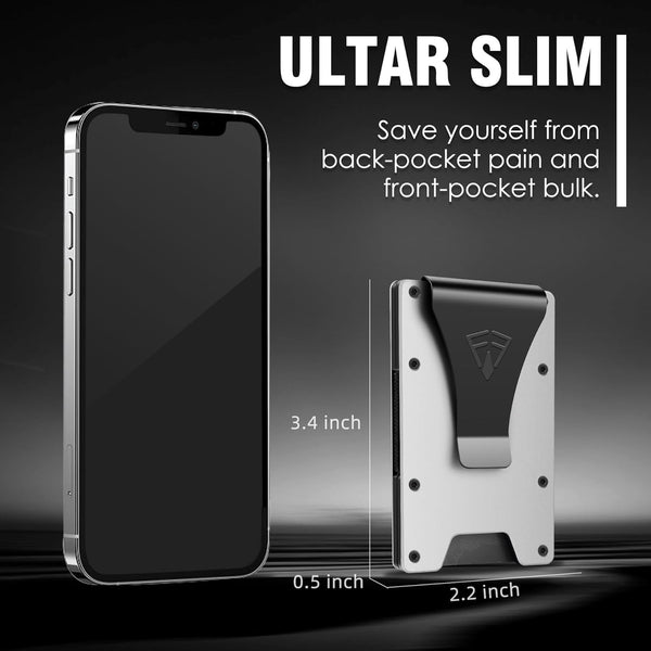 Slim Minimalist Wallet for Men with Money Clip - 15 Credit Card Holder RFID Wallet for Men - Front Pocket Mens Wallet with Compact Design - Easy
