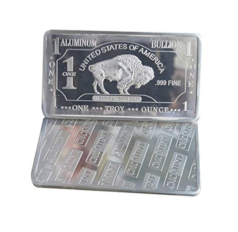 CMC 1 oz One Troy Ounce USA American Buffalo .999 Fine Aluminum, Nickel finish, Bullion Bar Al Element