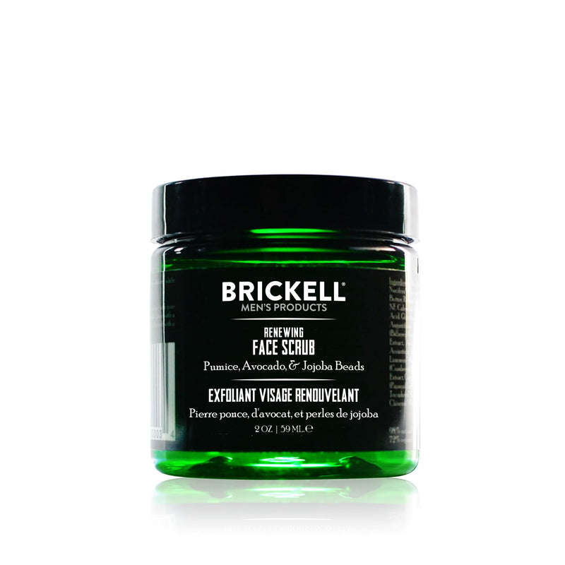 Brickell Men's Renewing Face Scrub for Men, Deep Exfoliating Facial Scrub Formulated with Pumice, Caffeine and Jojoba Beads, 2 Ounce, Scented 59 ml