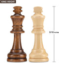 AMEROUS Wooden Chess Pieces Only, Staunton Style Wood Chessmen with 3.15" King - Storage Bag - Gift Packed Box, Tournament Chess Game Pawns for