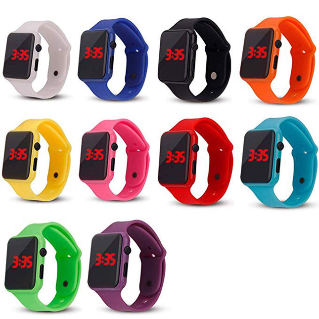 Weicam 10 Pack Unisex Men Women LED Wrist Watch Silicone Electronic Sports Watch