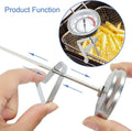Deep Fryer/Candy/Turkey Thermometer with Clip&15 inch stem - Professional Kitchen Pot Fryer,Stainless Steel Fry Oil Thermometer for Frying,Candy