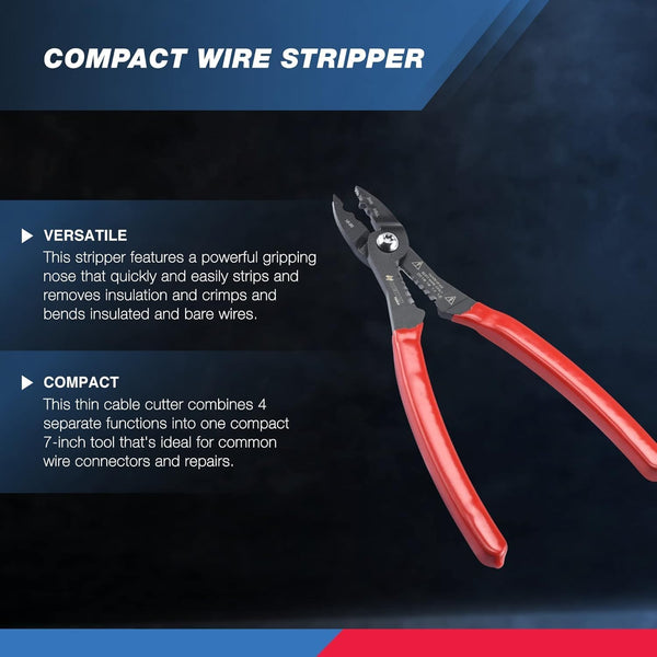 NEIKO 02037A Compact Wire Stripper | 4-in-1 Multi Purpose Electricians Pliers | Wire Crimper, Cutter and Gripper | 12-20 AWG Wire Service Tool |