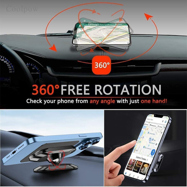 【2-Pack】 Magnetic Phone Holder for car, [ Super Strong Magnet][ with 4 Metal Plate ] iPhone Magnetic CarMount for Cell Phone, [ 360° Rotation ]
