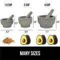 GORILLA GRIP 100% Natural Granite Stone Mortar and Pestle Set, 2 Cup, Non-Scratch Base, Heavy Duty Unpolished Molcajete Guacamole Salsa Bowl,