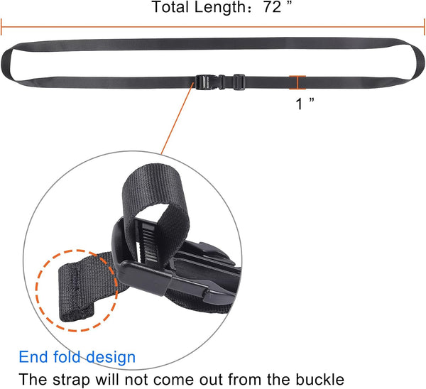 Buckle Straps with Clips, Adjustable Nylon Straps with Buckle, Packing Strap, Black 4 Pack (6’x1) Black 6’x1"