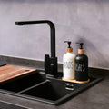 MOMEEMO Soap Dispenser Set, Contains Hand and Dish Soap Dispenser, Suitable for Kitchen Decor. (Black & White) Hd Black White & Tray