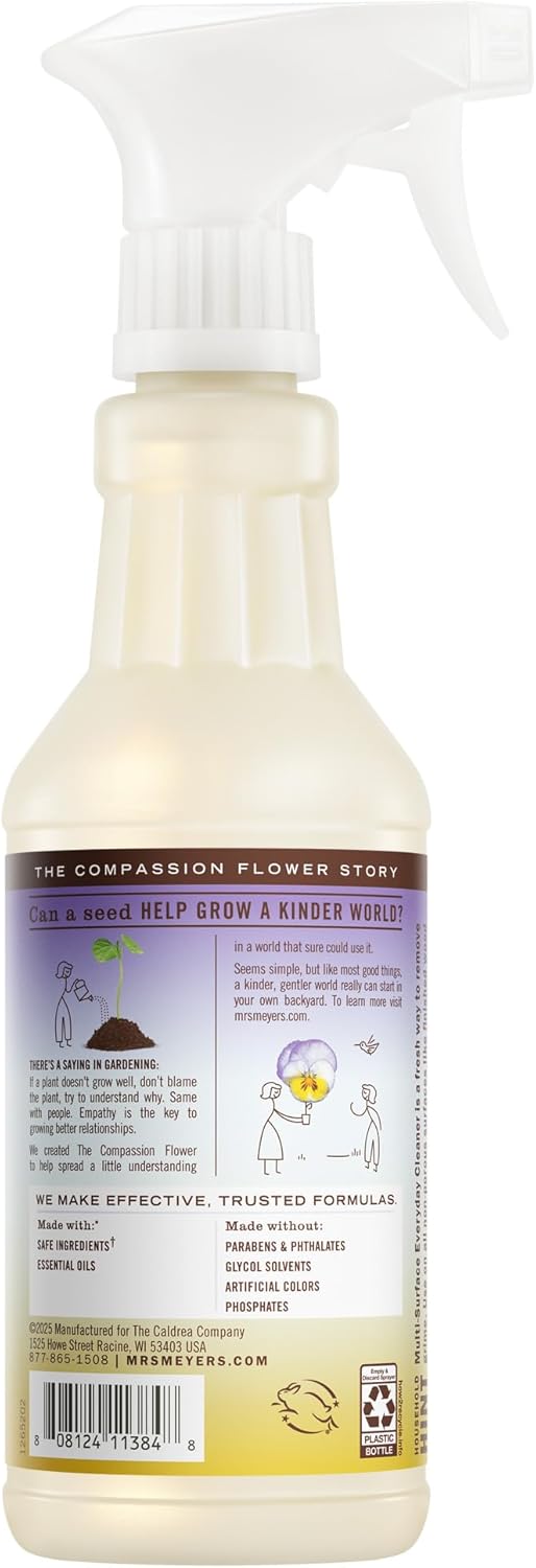 MRS. MEYER'S CLEAN DAY Multi-Surface Everyday Cleaner, Compassion Flower Scent, 16 Ounce Bottle
