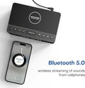 ANJANK Wooden Bluetooth Speaker Alarm Clock with Fm Radio, Wireless Charging Station for iPhone/Samsung, USB Charger Port, Dimmable Display, Sleep