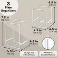 Juvale 3-Piece Plate Organizer - Space-Saving Cabinet Storage & Dish Storage Rack - Plate Stand & Pot Lid Holder - Pack of 3, White, 1 Large & 2 Small