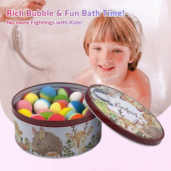 34 + 6 Bath Bombs with Crystal Toys Inside for Kids, 34PCS Organic Surprise Bath Bomb Gift Set for Christmas, Birthday, Easter, Natural Fizzy Bath