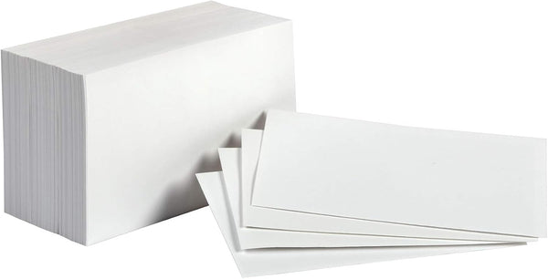 Amazon Basics Blank Index Cards for Studying and Note Taking, White, 3" x 5", 1000 Count (10 Pack of 100), 7.5 pt. Paper Weight 100 Count (Pack of