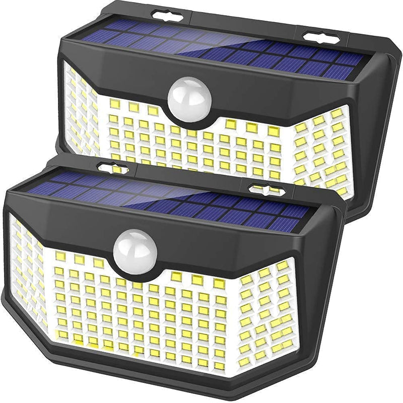 HMCITY Solar Lights Outdoor 120 LED with 3 Lighting Modes, Motion Sensor Wall Lights,IP65 Waterproof Solar Powered for Garden Patio Yard (Back