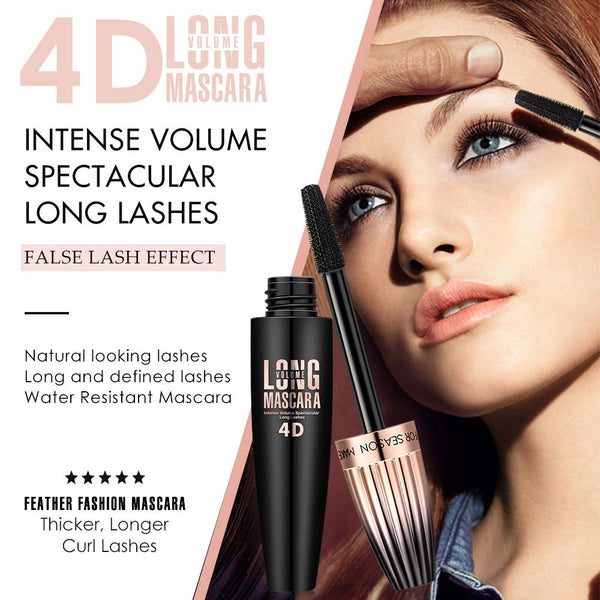 4D Fiber Eyelash Mascara, Natural Waterproof Lasting Lash Mascara Black Volume, Lengthening Thickening Softer Fuller Lashes Amplify Eyelash Primer