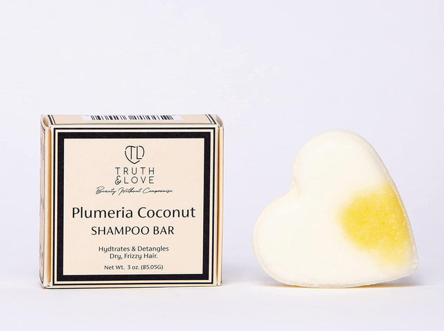 Truth & Love Beauty Plumeria Coconut Shampoo Bar for Dry, Frizzy Hair - Sustaina