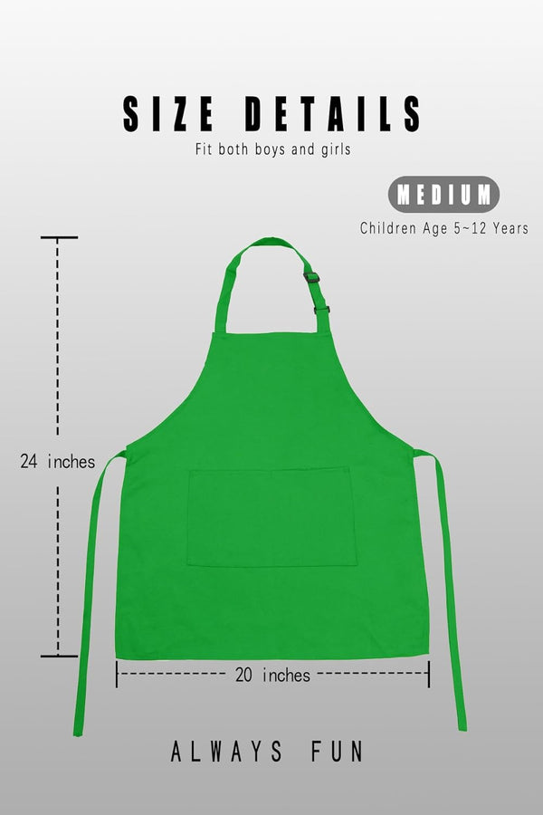 Kid Apron Adjustable Strap with 2 Pockets Painting Cooking Craft Backing Unisex Age 5-12