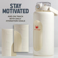 Leakproof Glass 64 Oz Water Bottle with Straw - Pregnancy Water Bottle Tracker, Suitable for Sports, Travel, Gym and Daily Intake