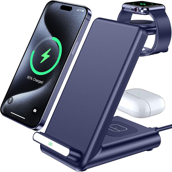Wireless Charging Station,3 in 1 Wireless Charging Stand Made for Apple Watch Ultra 10 9 8 7 6 SE 5 4 3,Fast Wireless Charger Made for Iphone