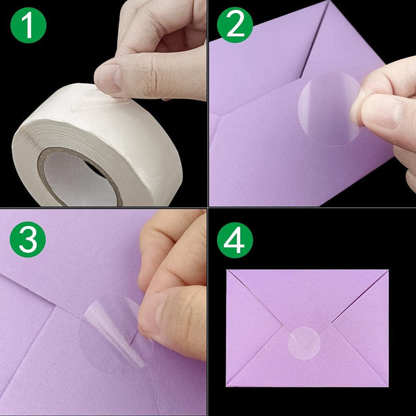 1000 Pcs Per Roll Clear Package Seals Stickers Envelope Seals for Mailing Round Circle Wafer Seal Labels Transparent Envelope Tab Sealer and