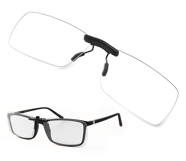 FONHCOO Clip on Blue Light Blocking Glasses Womens Mens over Prescription Glasses Frameless Lens Transparent