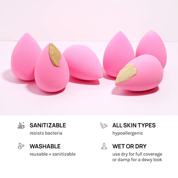 AOA Studio Collection makeup Sponge Set Latex Free and High-definition Set of 6 makeup Wonder blender For Powder Cream and Liquid, Super Soft