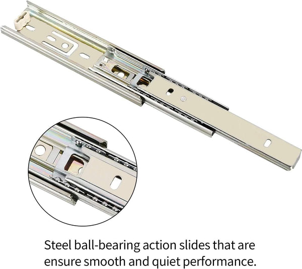 URBEST Drawer Slides 9 Inch Full Extension 3 Sections Ball Bearing Telescopic Slide Rails (9Inch)