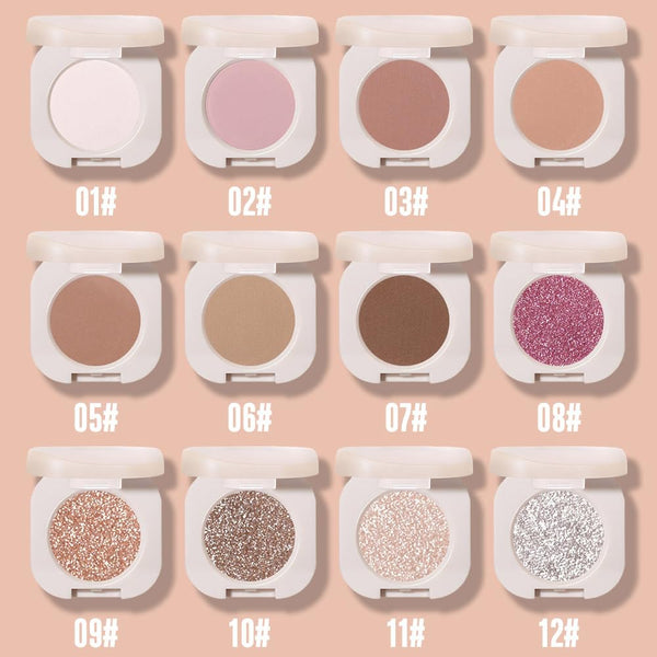 Glitter Shimmer Sparkle Eyeshadow Palette Makeup for Green Blue Eyes, Pearl White Silver Glitter Shimmer Metallic Holographic Multichrome Cream
