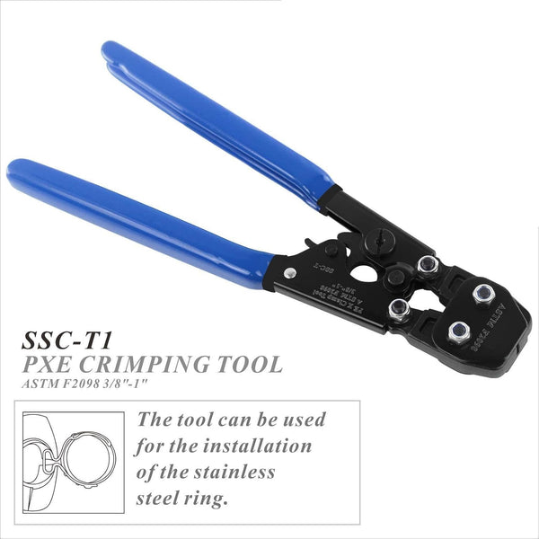 PEX Pipe Clamp Cinch Tool Crimping Tool Crimper for Stainless Steel Clamps from 3/8-inch to 1-inch with 1/2-inch 10PCS and 3/4-inch 10PCS SS PEX