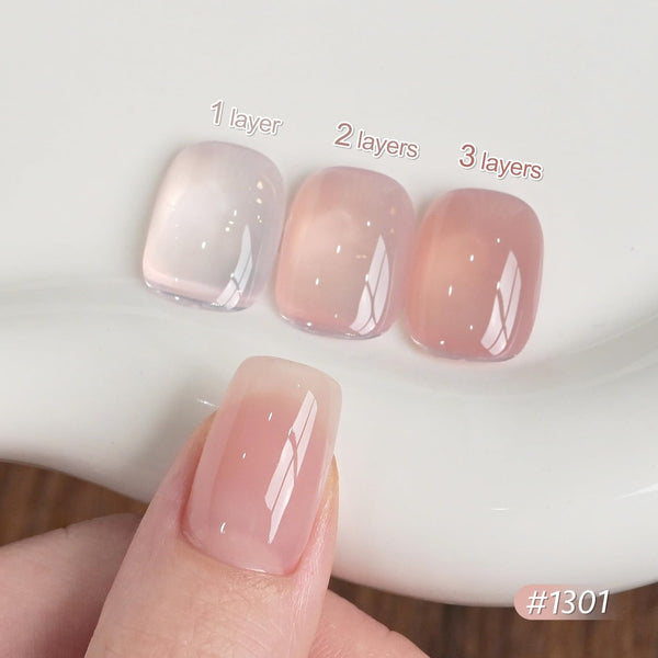 GAOY Jelly Nude Gel Nail Polish Set, 6 Transparent Colors Sheer Red Pink Brown Soak Off UV Light Cure Gel Polish Kit for Salon and Nail Art DIY at