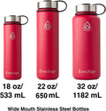 Water Bottle - 32 Oz, Wide Mouth, Premium Stainless Steel Lid/Bottle, Double Walled Vacuum Insulated, Thermo Mug, Metal Flask, Leak Proof,