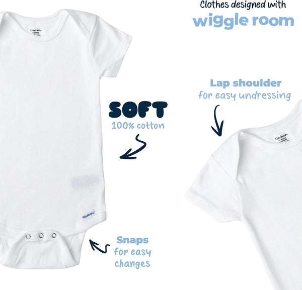Gerber Baby Boys & Girls 8-Pack Short Sleeve Onesies Bodysuits 0-3 Months Solid White