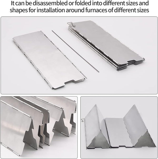 10 Plates Stove Windscreen, Aluminum Stove Windshield with Drawstring Bag | for Camping, Butane Stoves
