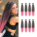 8 Pack Ombre Braiding Hair Pre Stretched - 16" 55G/Pack Premium Pre Stretched Braiding Hair Extensions, Professional Itch Free Perm Yaki Texture