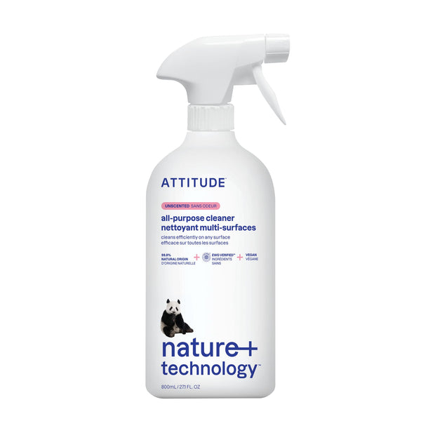 ATTITUDE All Purpose Cleaner Spray, EWG Verified, Vegan, Made with 94% Plant-Based Ingredients, Streak-Free for Kitchen, Bathroom, Glass & More,