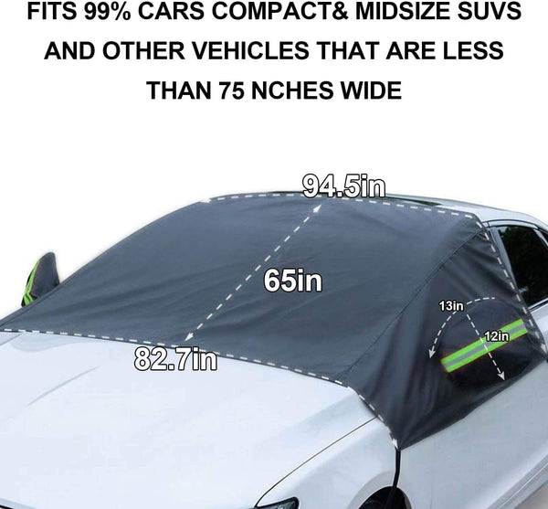 Windshield Snow Cover with Side Mirror Covers, Protects Windshield and Wipers from Weatherproof, Rain, Sun, Frost, Extra Large Size Fits for Most