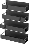 HuggieGems Metal 4 Pack Magnetic Spice Storage Rack Organizer for Refrigerator and Oven, Black Fridge Organizers and Storage, Metal 4 Pack Black