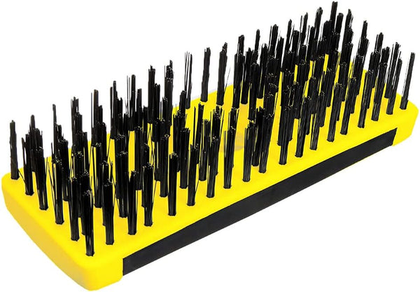 ALLWAY SB619 Carbon Steel Wire Scrub Brush Block | Soft-Grip, Threaded Pole Socket, Chemical and Solvent Resistant Bristles