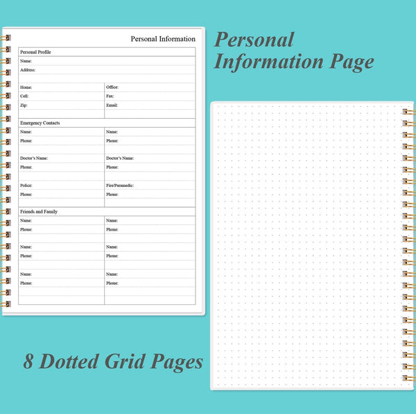 Daily Planner Undated - A5 To Do List Notebook Hourly Schedules, Spiral Appointment Planner for Women and Men, PVC Hardcover, Inner Pocket,