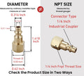 Air Hose Fittings Quick Connect 1/4 Inch NPT | Brass Female Air Coupler Plug, 10 Piece, Industrial Type D, Air Compressor Fittings Female Plug 10