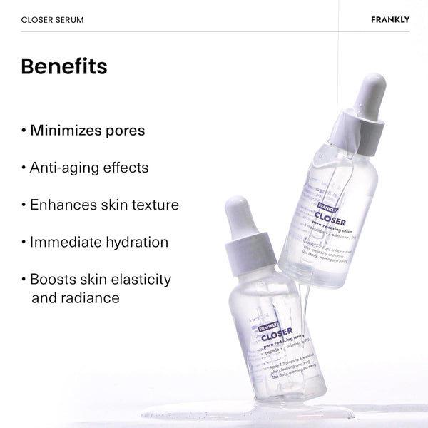 FRANKLY Closer Serum Jumbo | Pore Minimizer Serum | 2.03 fl oz | 9 Peptides, Vegan Collagen, Adenosine, PHA | Korean Pore Minimizer for Glass