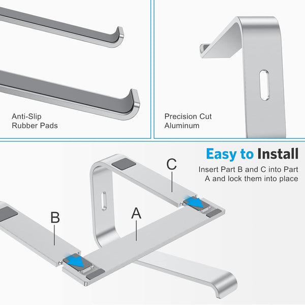 OMOTON Laptop Stand, Detachable Mount for MacBook Air/Pro Dell HP Silver