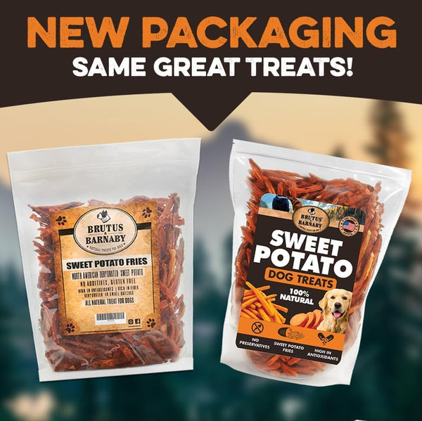 BRUTUS & BARNABY Sweet Potato Dog Treats- No Additive Dehydrated Sweet Potato Fries, Grain Free, Gluten Free and No Preservatives Added (14 oz) 14